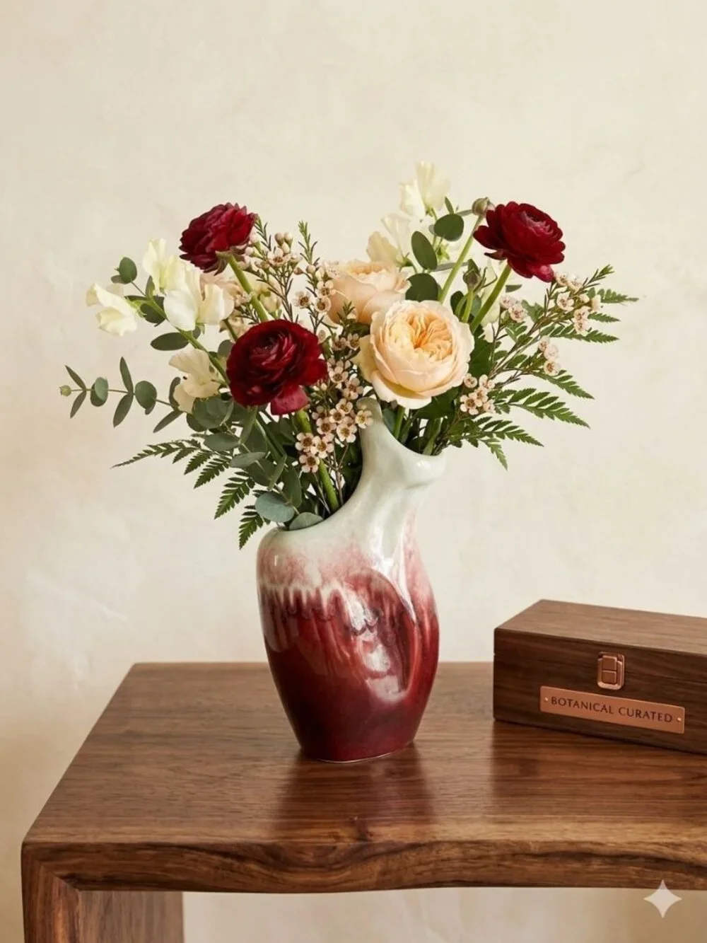 Vintage Red Wing Pottery Vase 1953 Anniversary Drip Glaze Oxblood Maroon B2317 - Picture 1 of 16